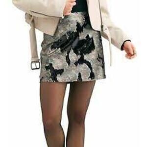 Free People FP One‎ Sequin Camo Mini Skirt NWT SZ 12